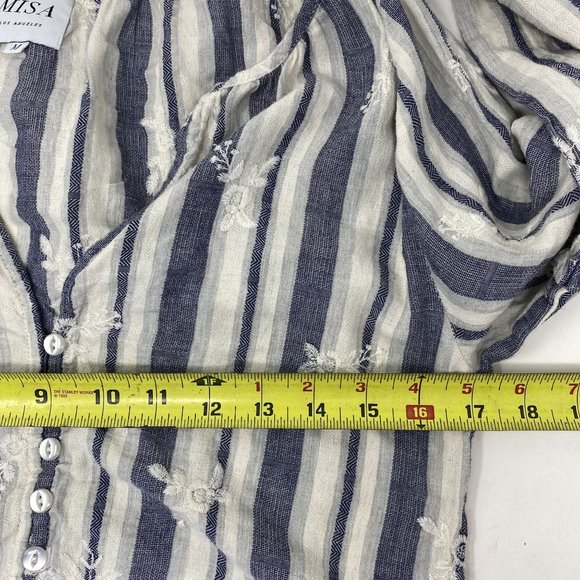 Misa Los Angeles Blue Striped Blouse Medium - Picture 6 of 8